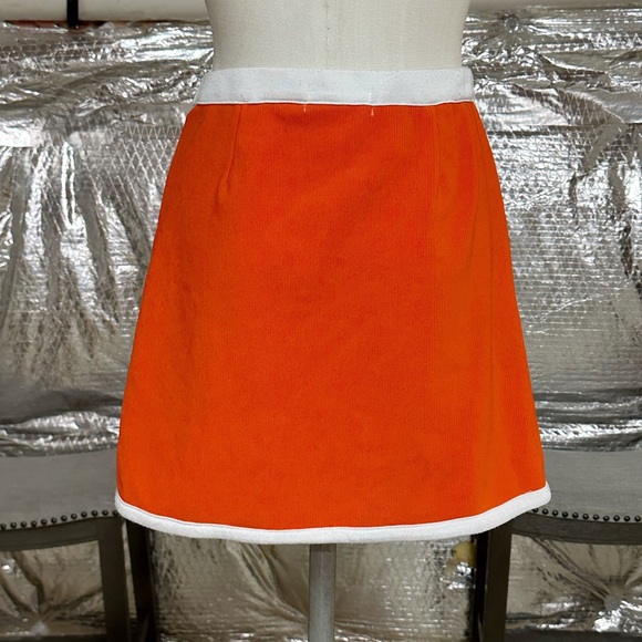 URBAN OUTFITTERS ORANGE AND WHITE CLUB GIRL WRAP MINI SKIRT M - Picture 3 of 3